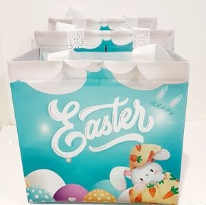 Easter Bunny Tote Gift Bag - Aqua Eastre Egg Hunt Basket 2 For $13